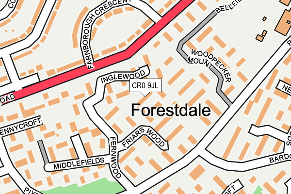 CR0 9JL map - OS OpenMap – Local (Ordnance Survey)