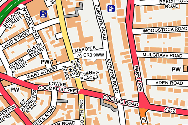 CR0 9WW map - OS OpenMap – Local (Ordnance Survey)