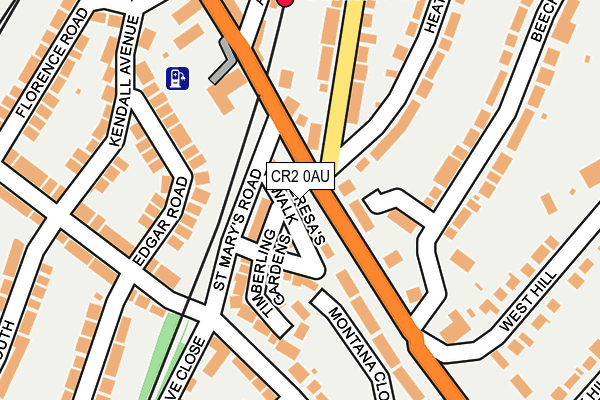 CR2 0AU map - OS OpenMap – Local (Ordnance Survey)