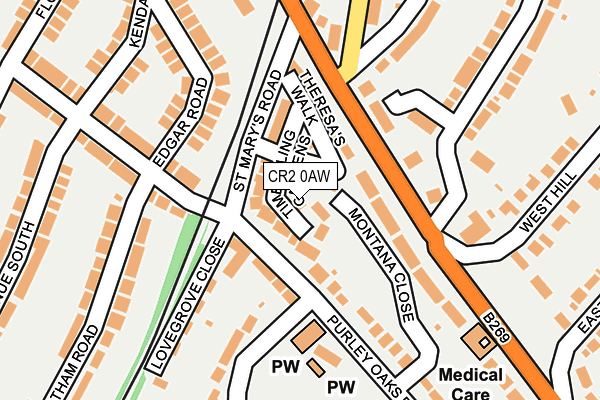 CR2 0AW map - OS OpenMap – Local (Ordnance Survey)