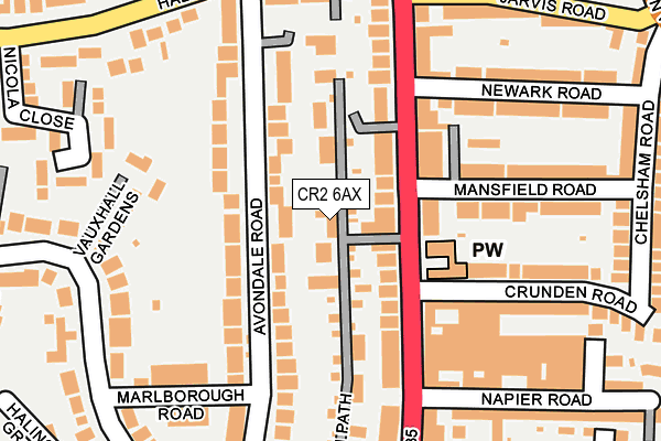 CR2 6AX map - OS OpenMap – Local (Ordnance Survey)