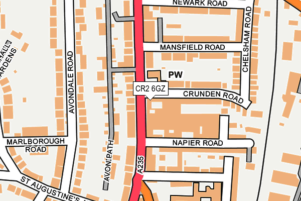 CR2 6GZ map - OS OpenMap – Local (Ordnance Survey)