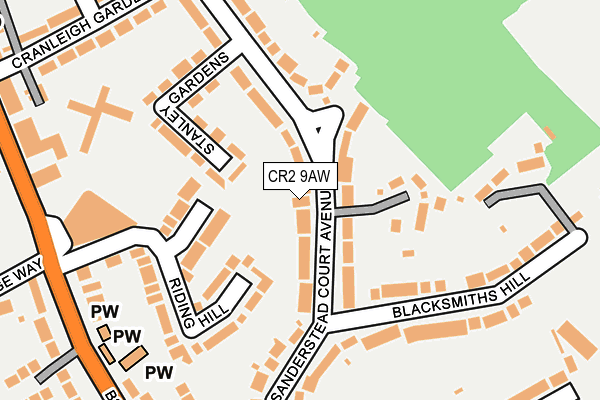 CR2 9AW map - OS OpenMap – Local (Ordnance Survey)