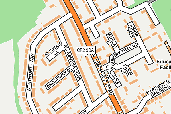 CR2 9DA map - OS OpenMap – Local (Ordnance Survey)