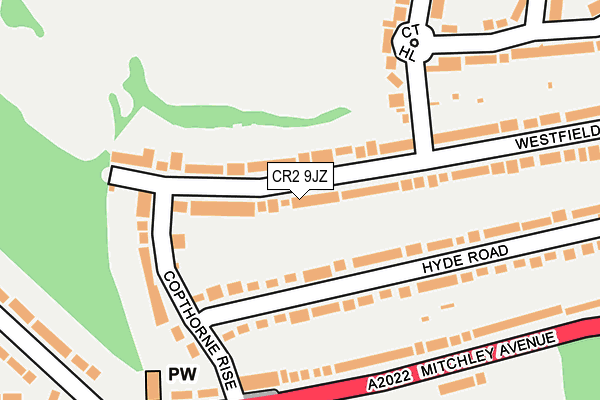 CR2 9JZ map - OS OpenMap – Local (Ordnance Survey)
