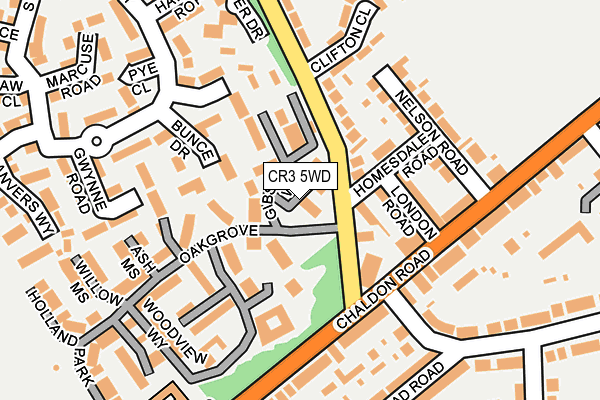 CR3 5WD map - OS OpenMap – Local (Ordnance Survey)