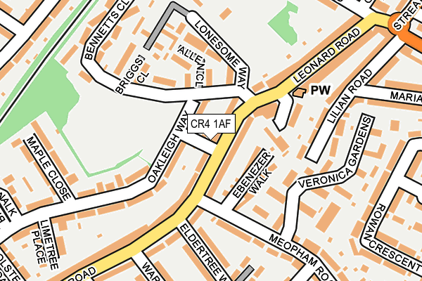 CR4 1AF map - OS OpenMap – Local (Ordnance Survey)