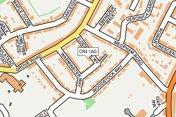 CR4 1AG map - OS OpenMap – Local (Ordnance Survey)