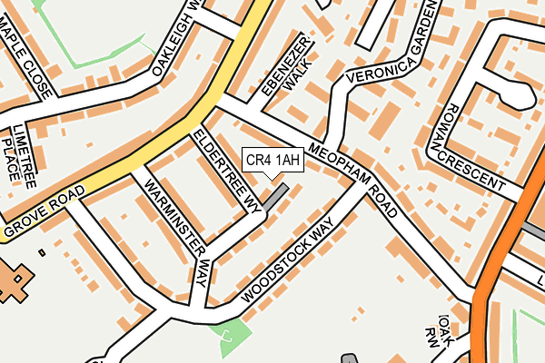 CR4 1AH map - OS OpenMap – Local (Ordnance Survey)