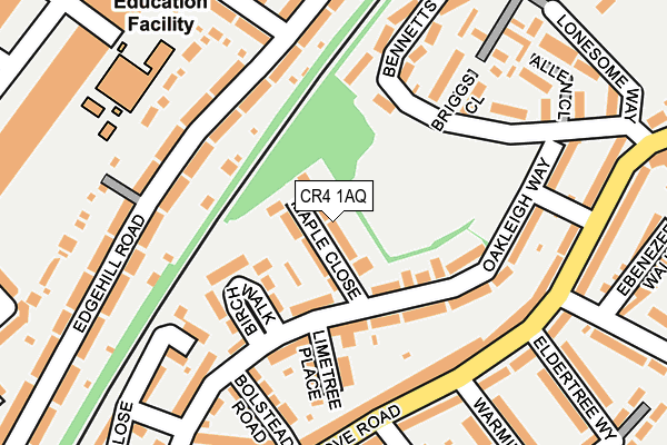 CR4 1AQ map - OS OpenMap – Local (Ordnance Survey)