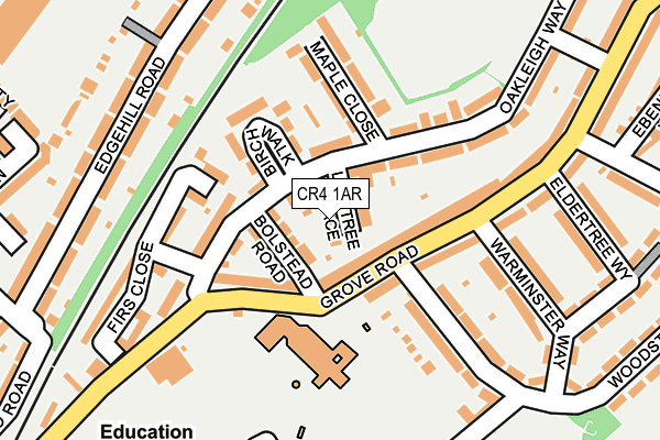 CR4 1AR map - OS OpenMap – Local (Ordnance Survey)