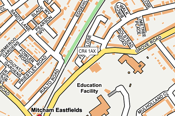 CR4 1AX map - OS OpenMap – Local (Ordnance Survey)