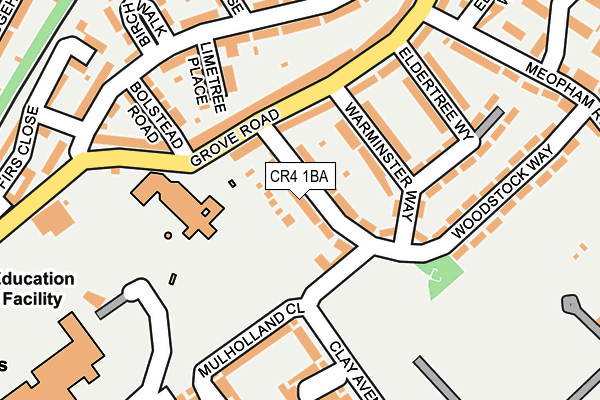 CR4 1BA map - OS OpenMap – Local (Ordnance Survey)