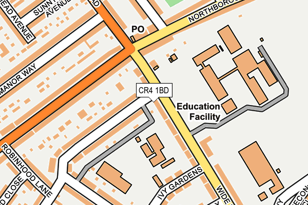 CR4 1BD map - OS OpenMap – Local (Ordnance Survey)