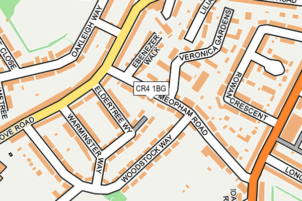 CR4 1BG map - OS OpenMap – Local (Ordnance Survey)