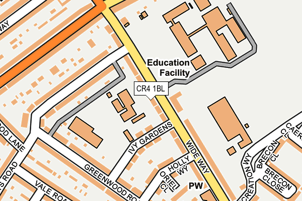 CR4 1BL map - OS OpenMap – Local (Ordnance Survey)