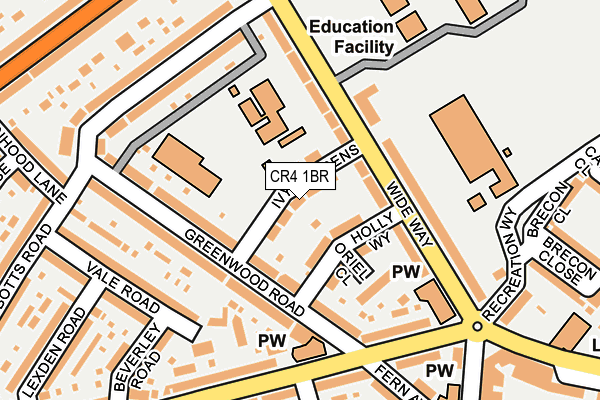 CR4 1BR map - OS OpenMap – Local (Ordnance Survey)