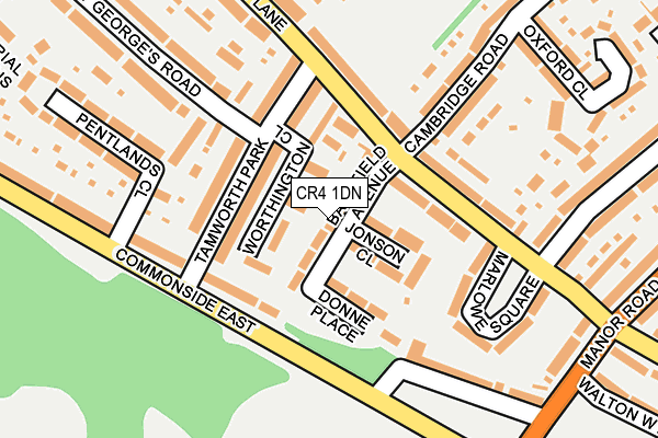 CR4 1DN map - OS OpenMap – Local (Ordnance Survey)