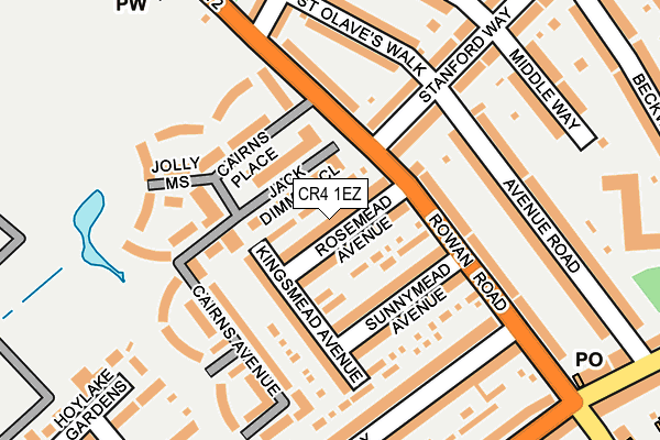 CR4 1EZ map - OS OpenMap – Local (Ordnance Survey)