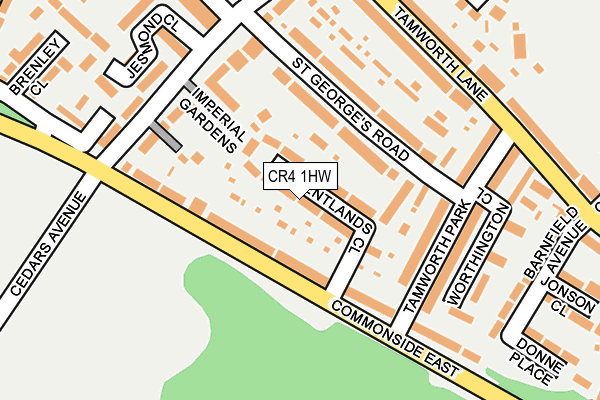 CR4 1HW map - OS OpenMap – Local (Ordnance Survey)