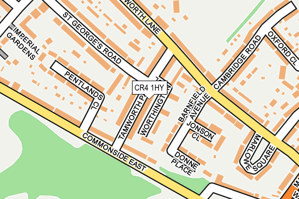 CR4 1HY map - OS OpenMap – Local (Ordnance Survey)