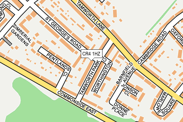 CR4 1HZ map - OS OpenMap – Local (Ordnance Survey)