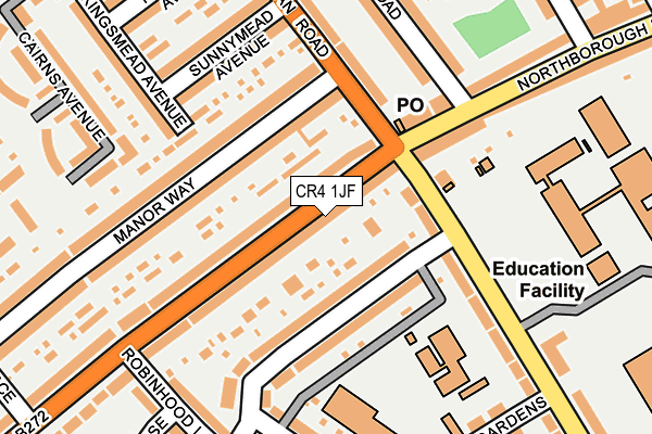 CR4 1JF map - OS OpenMap – Local (Ordnance Survey)