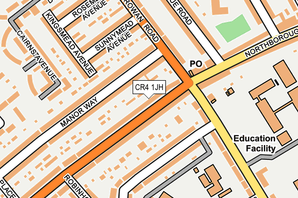 CR4 1JH map - OS OpenMap – Local (Ordnance Survey)