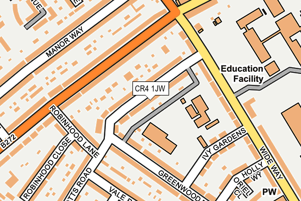 CR4 1JW map - OS OpenMap – Local (Ordnance Survey)