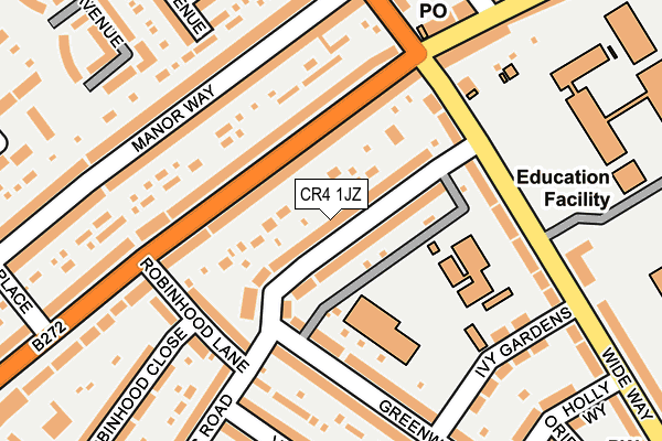 CR4 1JZ map - OS OpenMap – Local (Ordnance Survey)