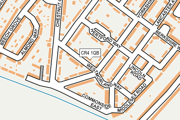 CR4 1QB map - OS OpenMap – Local (Ordnance Survey)