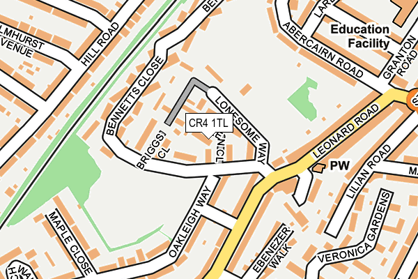 CR4 1TL map - OS OpenMap – Local (Ordnance Survey)