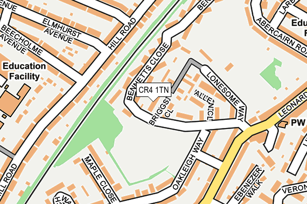 CR4 1TN map - OS OpenMap – Local (Ordnance Survey)