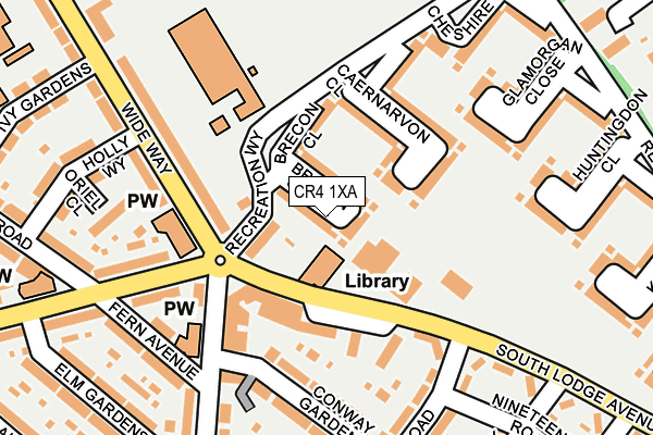 CR4 1XA map - OS OpenMap – Local (Ordnance Survey)