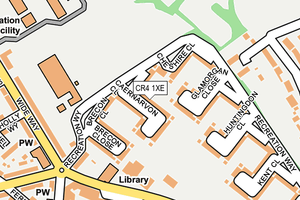 CR4 1XE map - OS OpenMap – Local (Ordnance Survey)