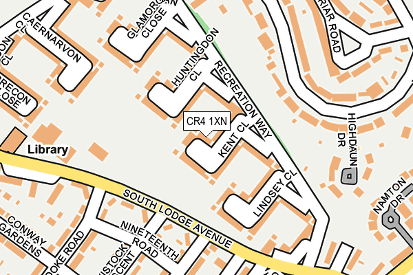 CR4 1XN map - OS OpenMap – Local (Ordnance Survey)