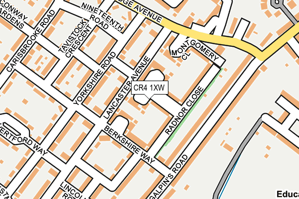 CR4 1XW map - OS OpenMap – Local (Ordnance Survey)