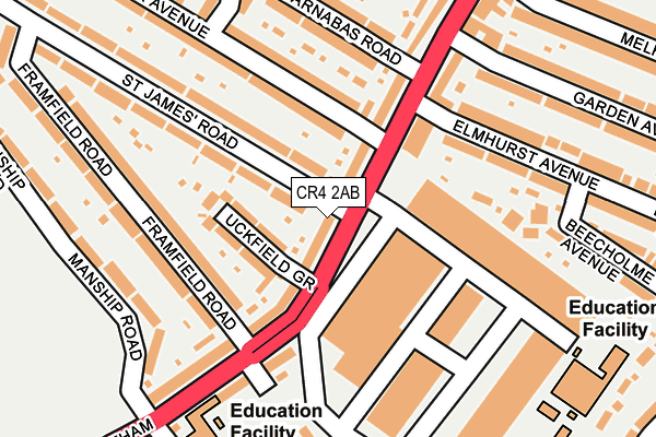 CR4 2AB map - OS OpenMap – Local (Ordnance Survey)