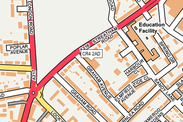 CR4 2AD map - OS OpenMap – Local (Ordnance Survey)
