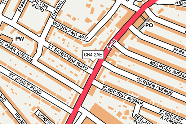 CR4 2AE map - OS OpenMap – Local (Ordnance Survey)