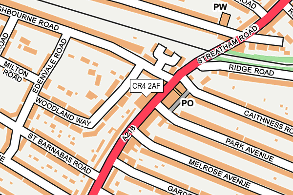 CR4 2AF map - OS OpenMap – Local (Ordnance Survey)