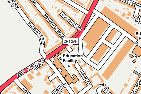 CR4 2AH map - OS OpenMap – Local (Ordnance Survey)