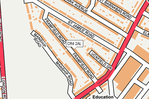 CR4 2AL map - OS OpenMap – Local (Ordnance Survey)