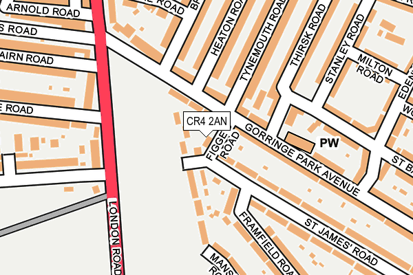 CR4 2AN map - OS OpenMap – Local (Ordnance Survey)