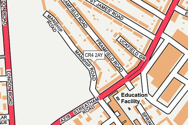 CR4 2AY map - OS OpenMap – Local (Ordnance Survey)