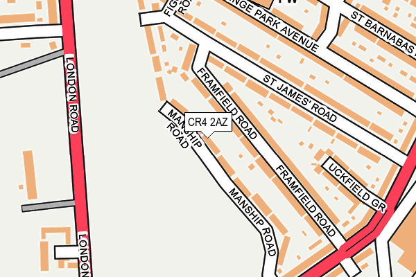 CR4 2AZ map - OS OpenMap – Local (Ordnance Survey)
