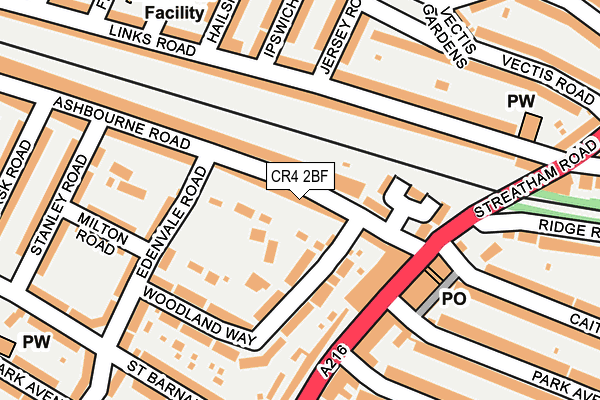 CR4 2BF map - OS OpenMap – Local (Ordnance Survey)