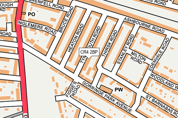 CR4 2BP map - OS OpenMap – Local (Ordnance Survey)