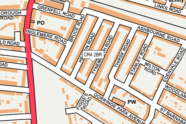 CR4 2BR map - OS OpenMap – Local (Ordnance Survey)