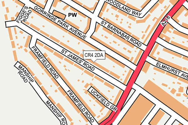CR4 2DA map - OS OpenMap – Local (Ordnance Survey)